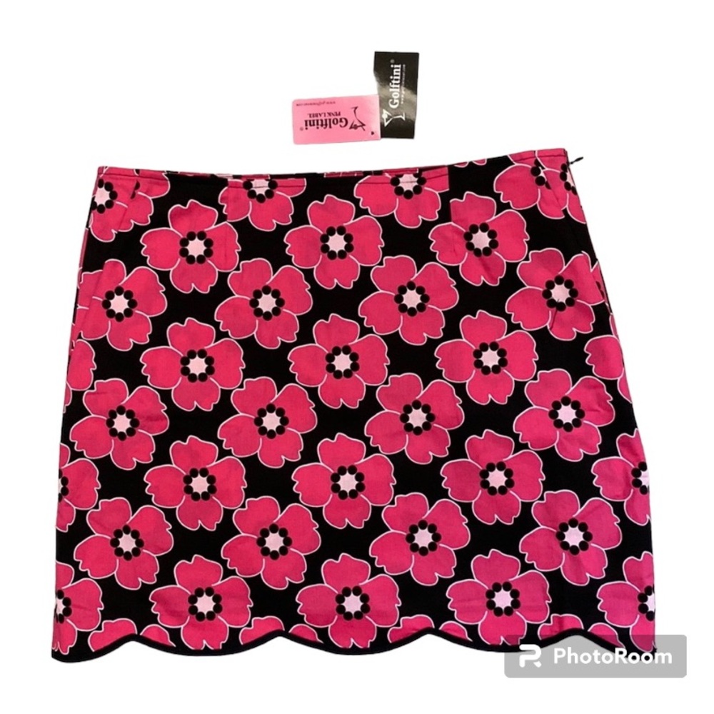 Catherine Malandrino Pink Floral Scallop Hem Mini Skirt